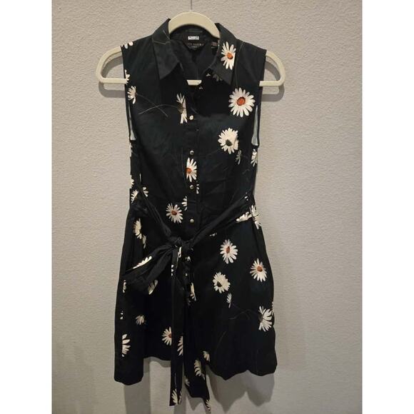 Ted Baker Women's Bonina Daisy Print Blue Midi Shirt Dress Size 1 - Picture 1 of 8